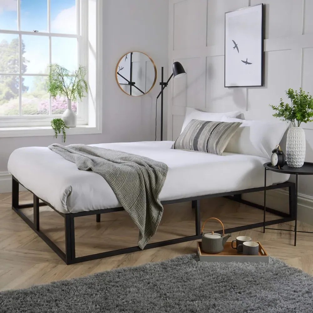 Double Metal Platform Bed Base - Black