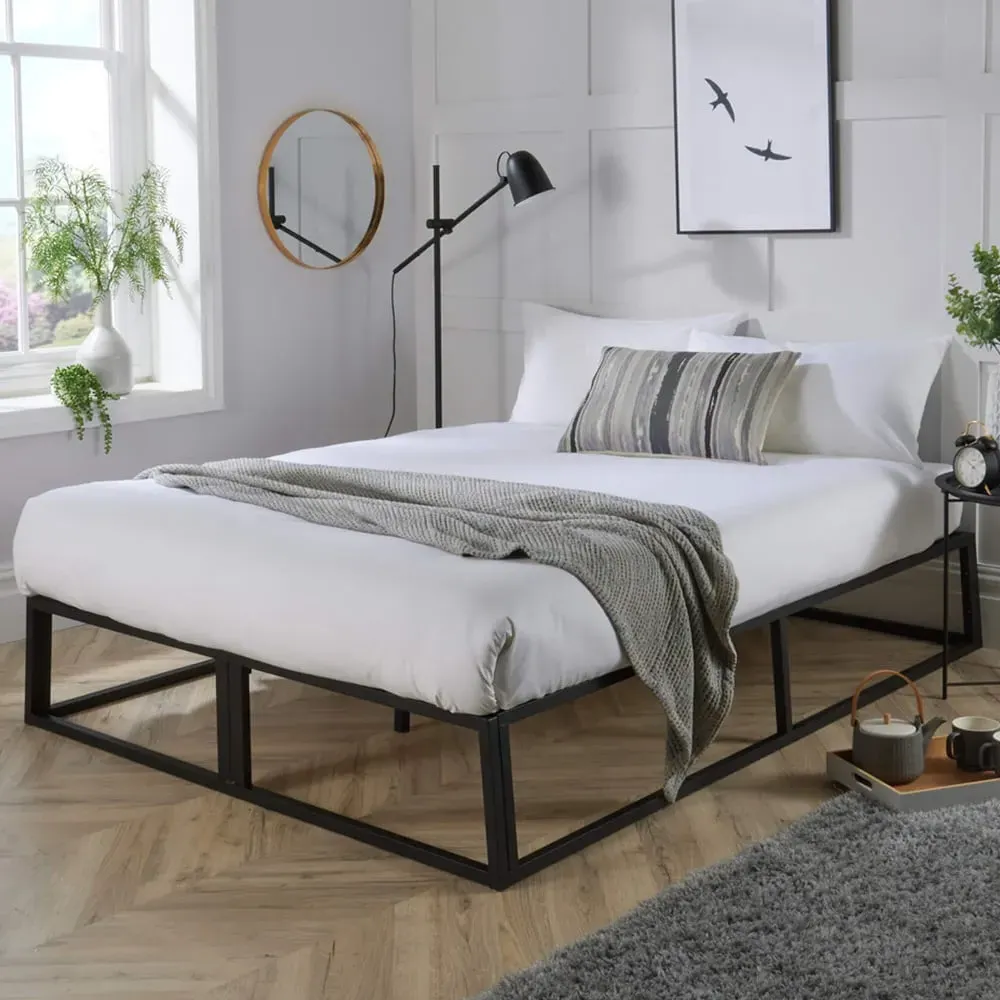 Double Metal Platform Bed Base - Black
