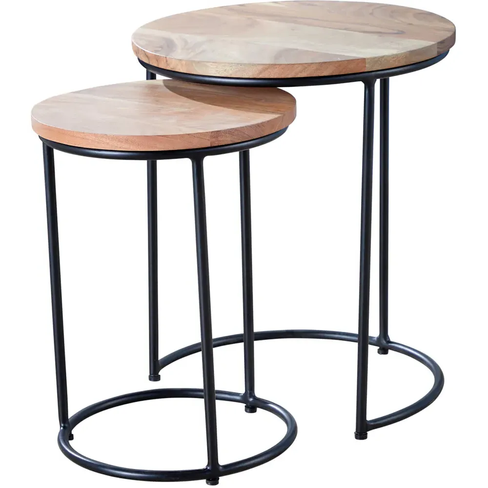Elkart Round Nest of Tables Set of 2 - Acacia Wood