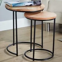 Elkart Round Nest of Tables Set of 2 - Acacia Wood