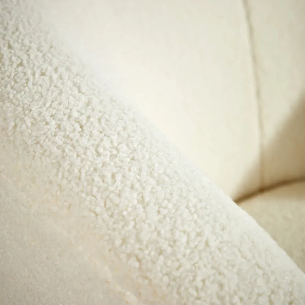 Elko Round Accent Chair - White, Faux Fur