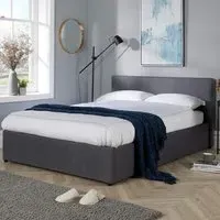 Endura Double Hopsack Fabric Ottoman Bed - Grey