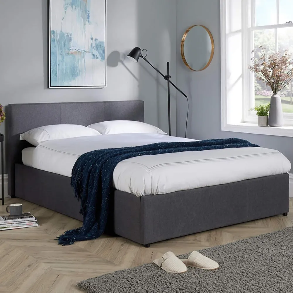 Endura Double Hopsack Fabric Ottoman Bed - Grey