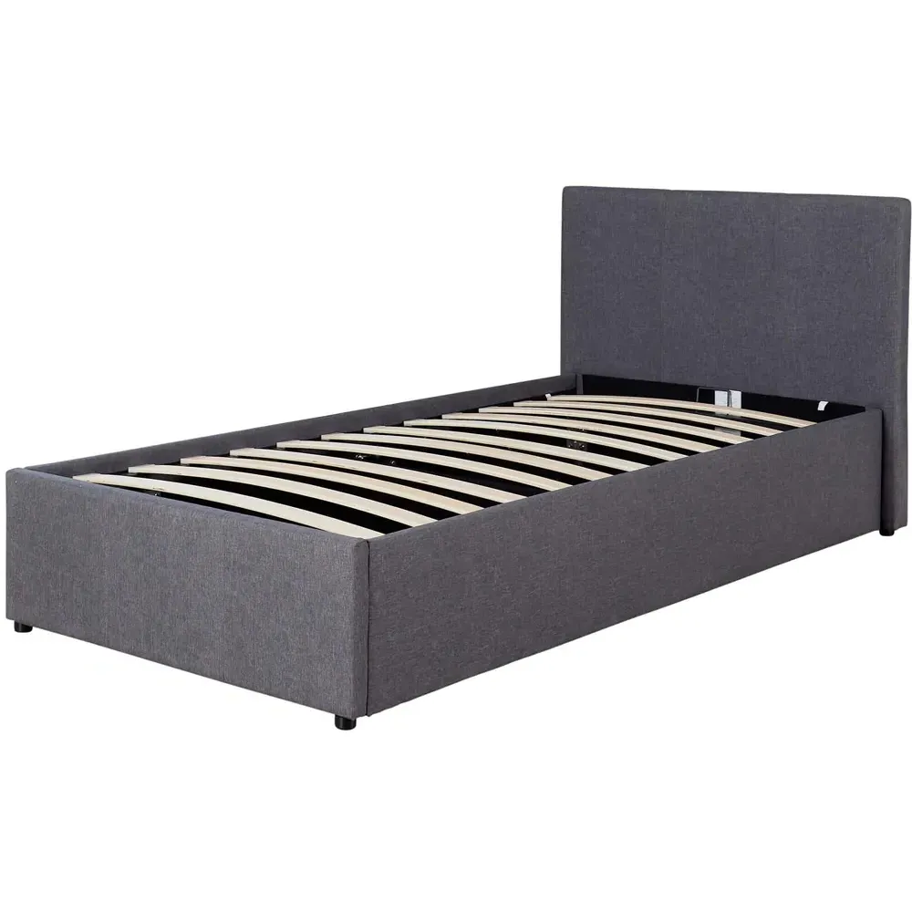 Endura Single Hopsack Fabric Ottoman Bed - Grey