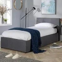 Endura Single Hopsack Fabric Ottoman Bed - Grey