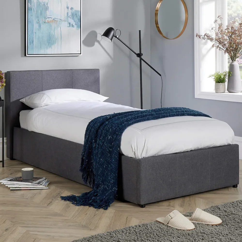 Endura Single Hopsack Fabric Ottoman Bed - Grey image
