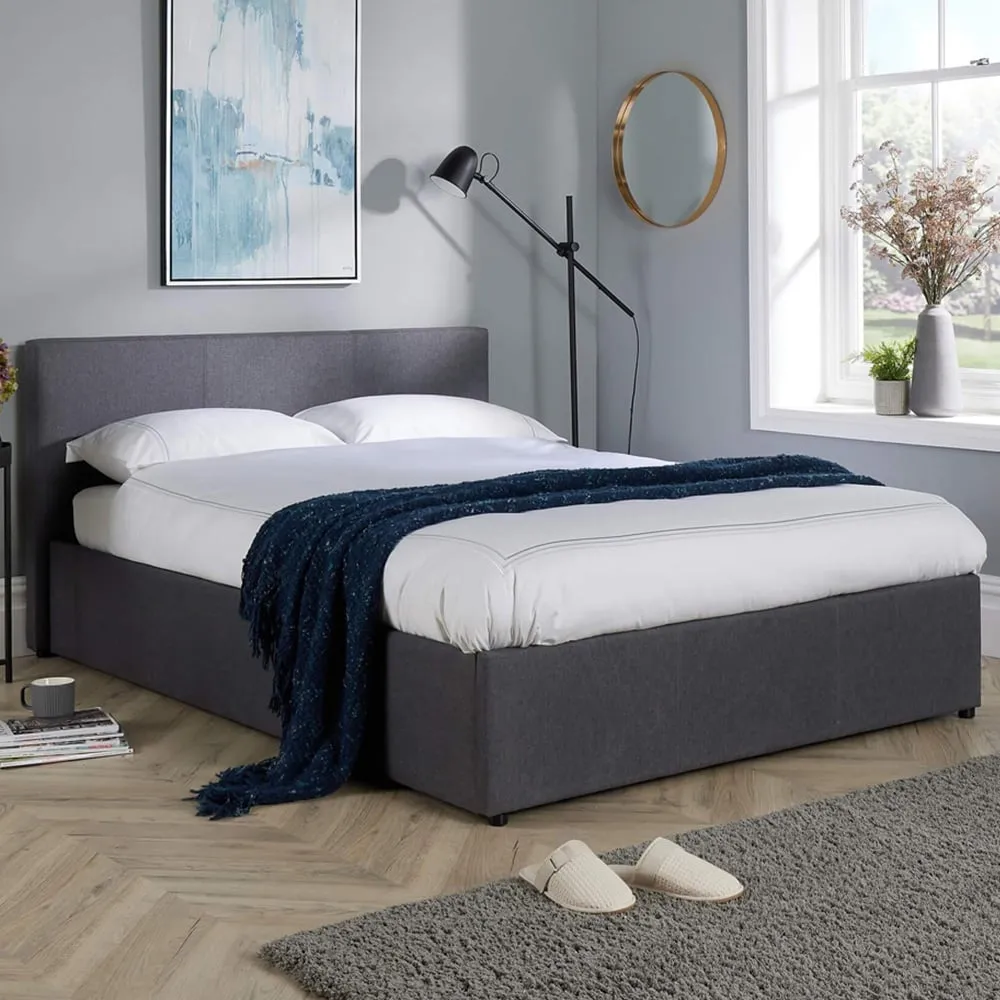 Endura Small Double Hopsack Fabric Ottoman Bed - Grey image