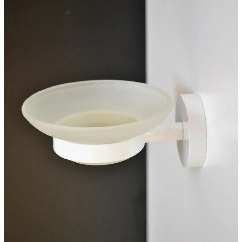 Flexi Fix Wall Soap Dish Holder - White, Metal Glass