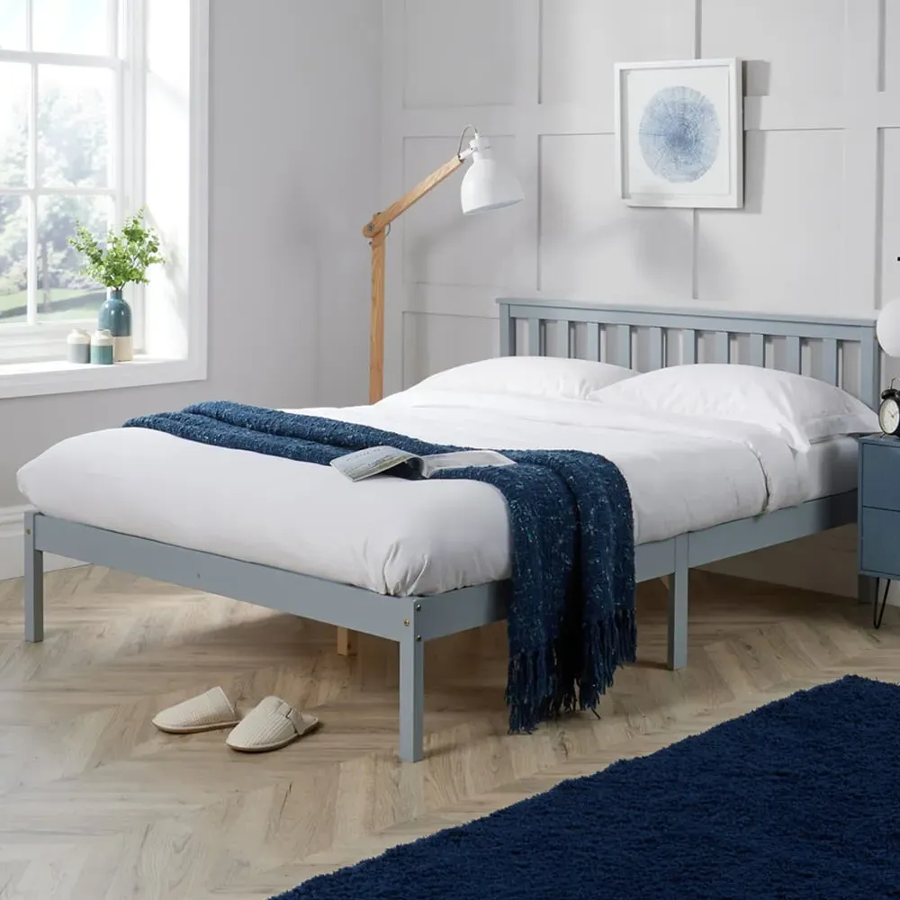 Florida Double Low End Bed Frame - Grey, Wood