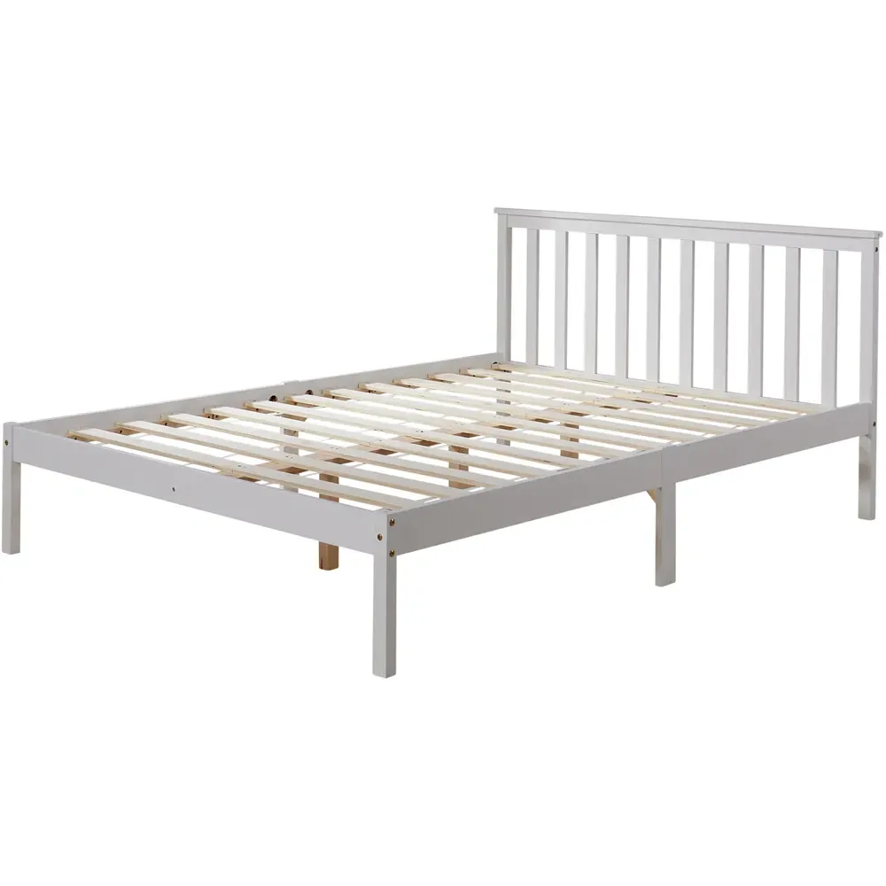 Florida Double Low End Bed Frame - White, Wood
