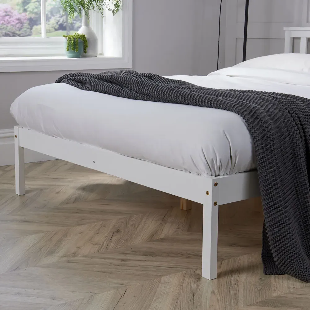 Florida Double Low End Bed Frame - White, Wood