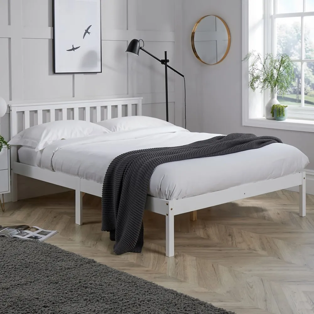 Florida Double Low End Bed Frame - White, Wood