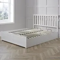 Florida Double Ottoman Bed Frame with Storage - White, Pine