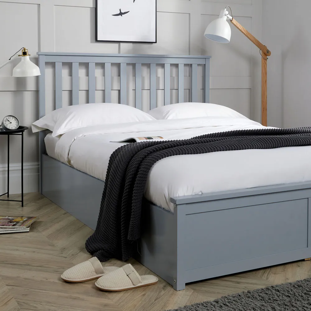 Florida Double Ottoman Bed with Storage - Grey, Pine