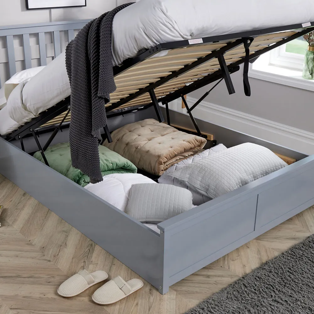 Florida Double Ottoman Bed with Storage - Grey, Pine