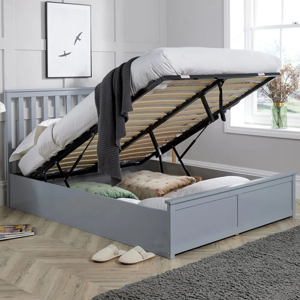 Florida Double Ottoman Bed with Storage - Grey, Pine