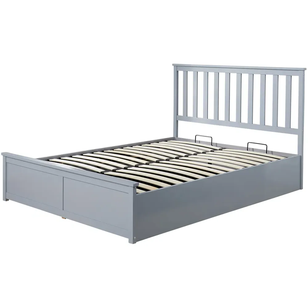 Florida King Size Ottoman Bed with Storage - Grey, Pine