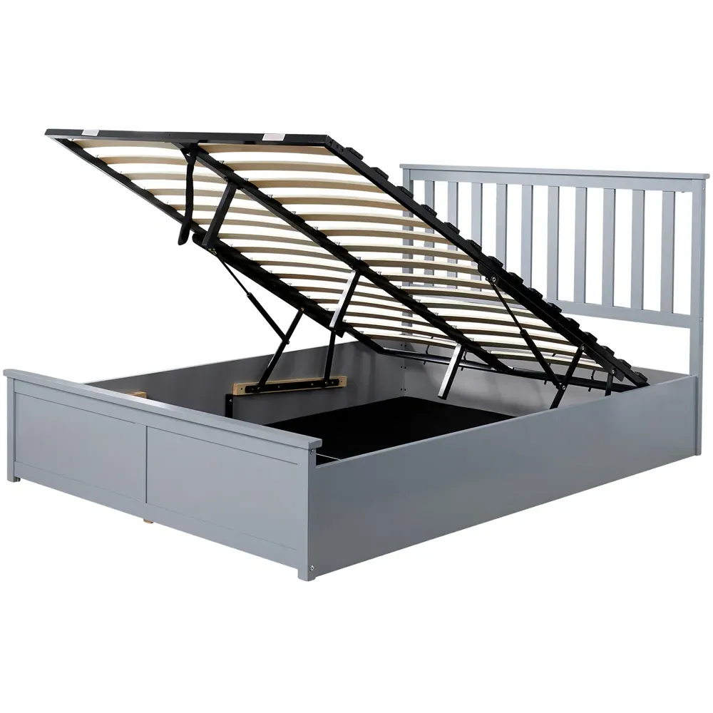 Florida King Size Ottoman Bed with Storage - Grey, Pine