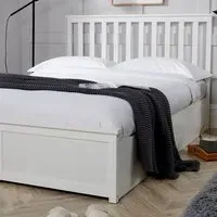 Florida King Size Ottoman Bed with Storage - White, Pine