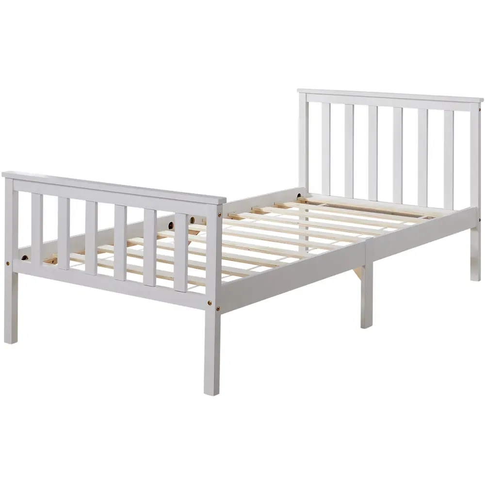 Florida Single Bed Frame - White, Pine