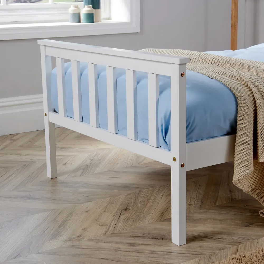 Florida Single Bed Frame - White, Pine