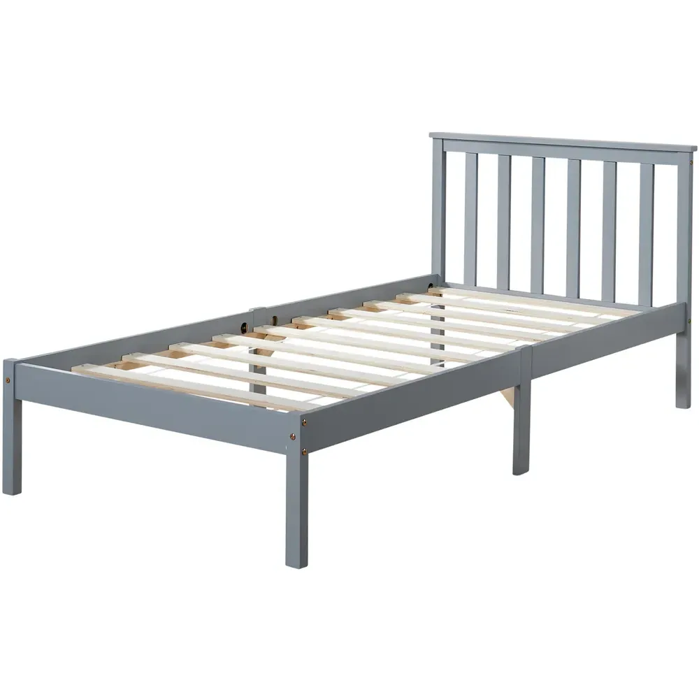 Florida Single Low End Bed Frame - Grey, Wood