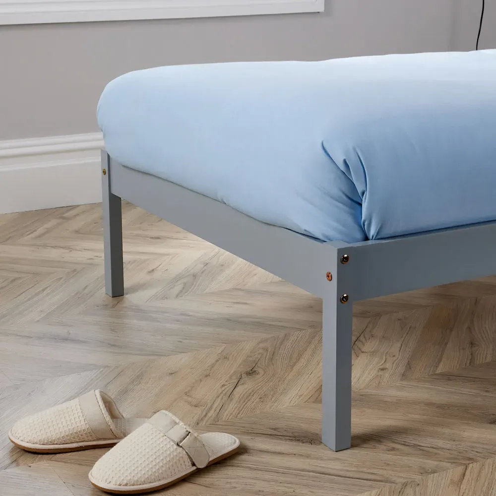 Florida Single Low End Bed Frame - Grey, Wood