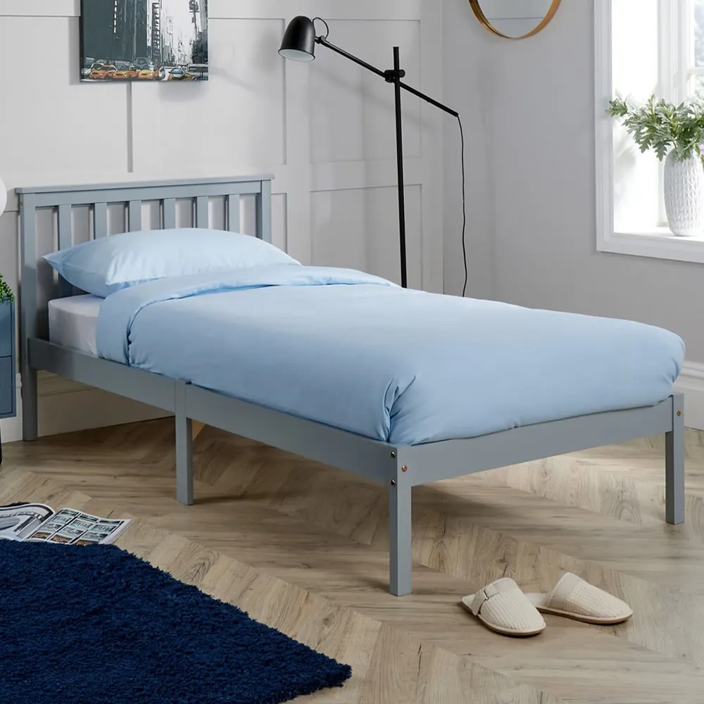 Florida Single Low End Bed Frame - Grey, Wood