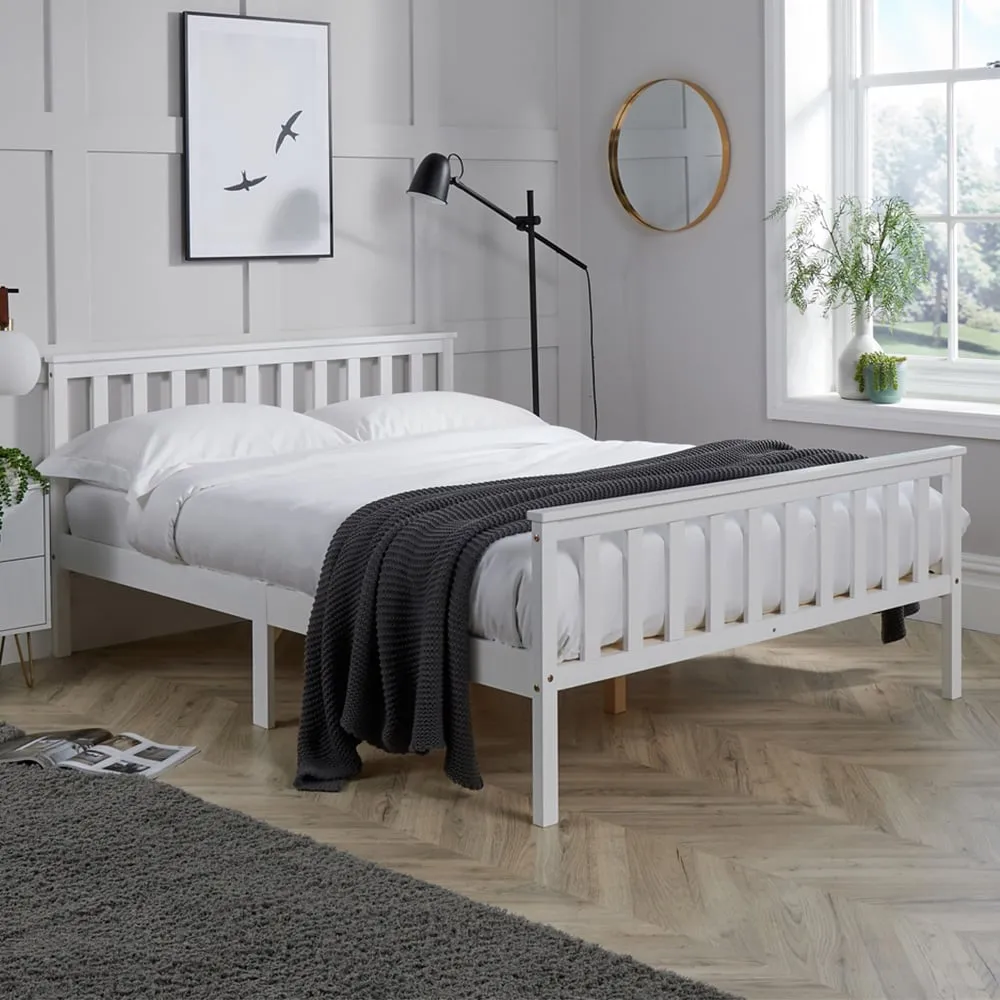 Florida Small Double Bed Frame - White, Wood image