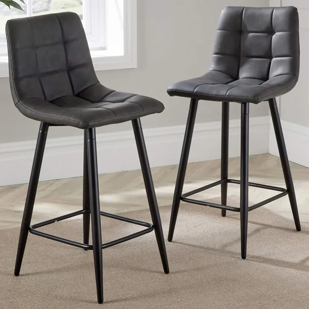 Galena Bar Stool Set of 2 - Grey, PU