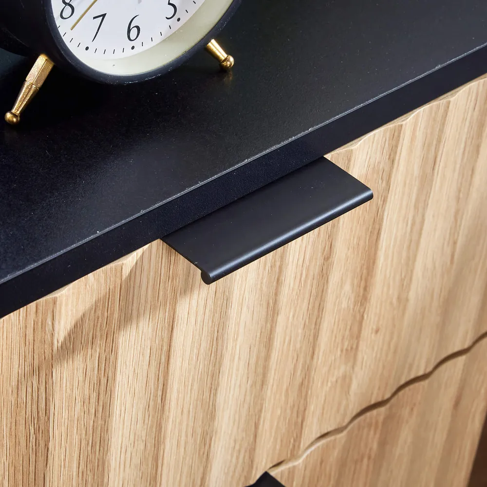 Hempton 2 Drawer Bedside Table - Black, Natural