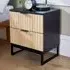 Hempton 2 Drawer Bedside Table - Black, Natural