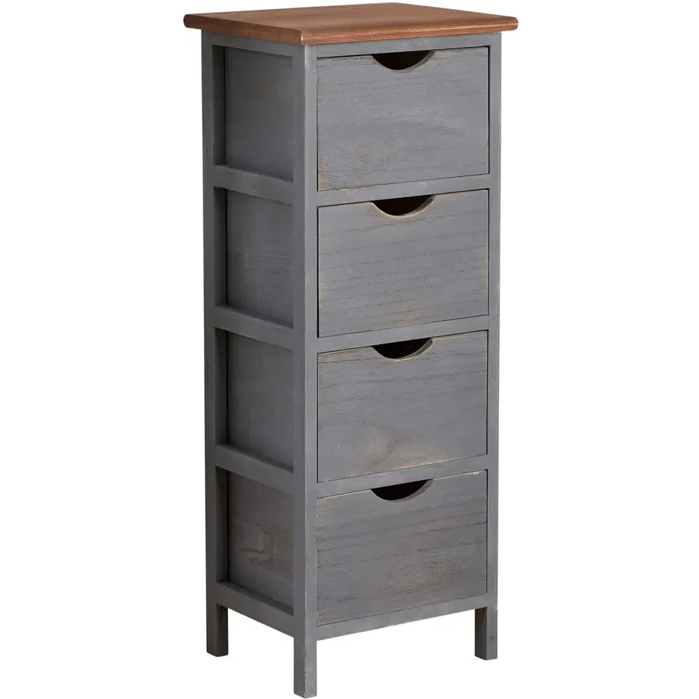 Hemsby 4 Drawer Chest of Drawers - Grey, Wood