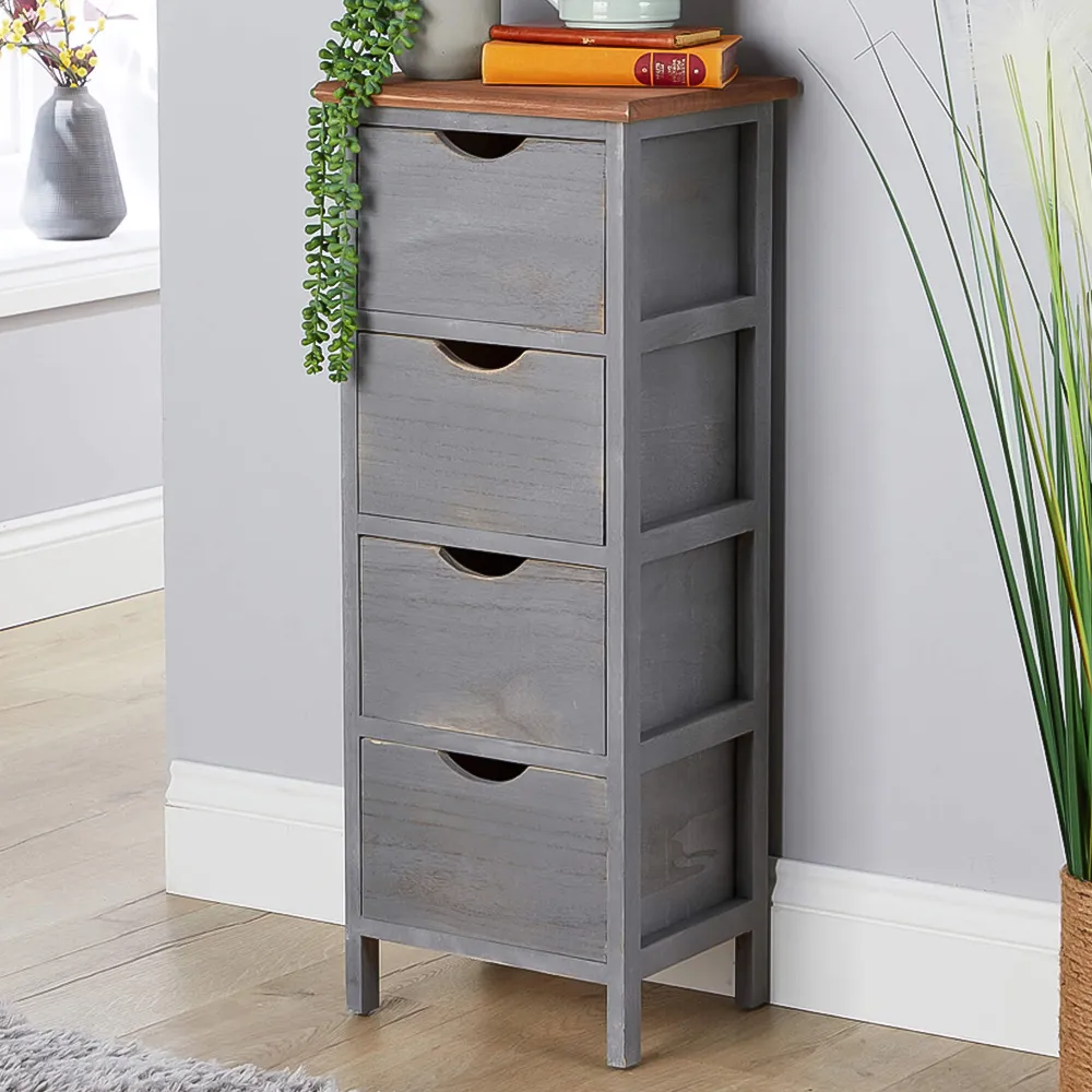 Hemsby 4 Drawer Chest of Drawers - Grey, Wood image