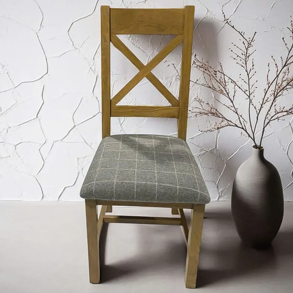 Holcombe High Cross Back Dining Chair 2 Pack - Grey, Oak