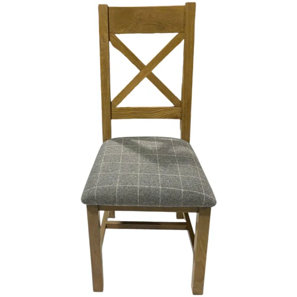 Holcombe High Cross Back Dining Chair 2 Pack - Grey, Oak