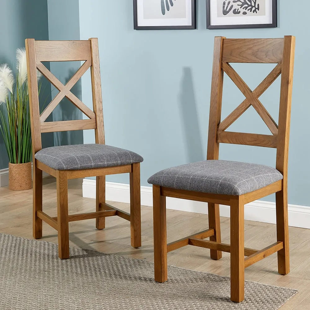 Holcombe High Cross Back Dining Chair 2 Pack - Grey, Oak image