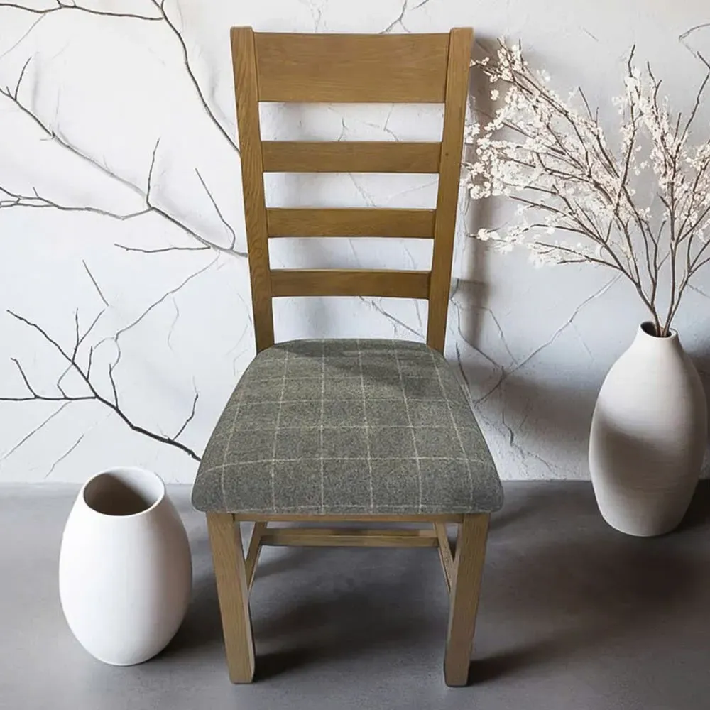 Holcombe High Slatted Back Dining Chair 2 Pack - Grey, Oak