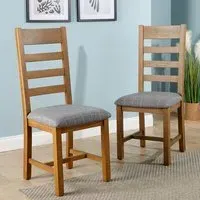 Holcombe High Slatted Back Dining Chair 2 Pack - Grey, Oak