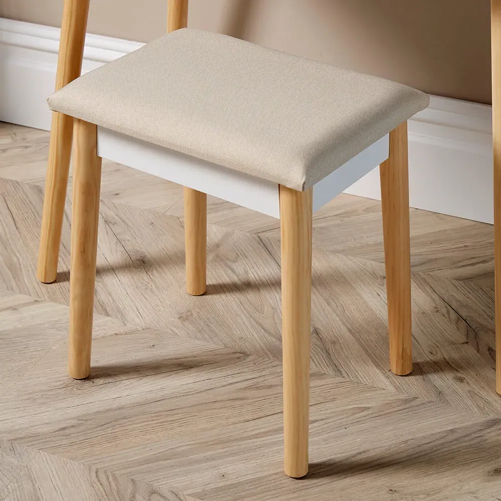 Hollywood 2 Drawer Dressing Table with Light Mirror - White