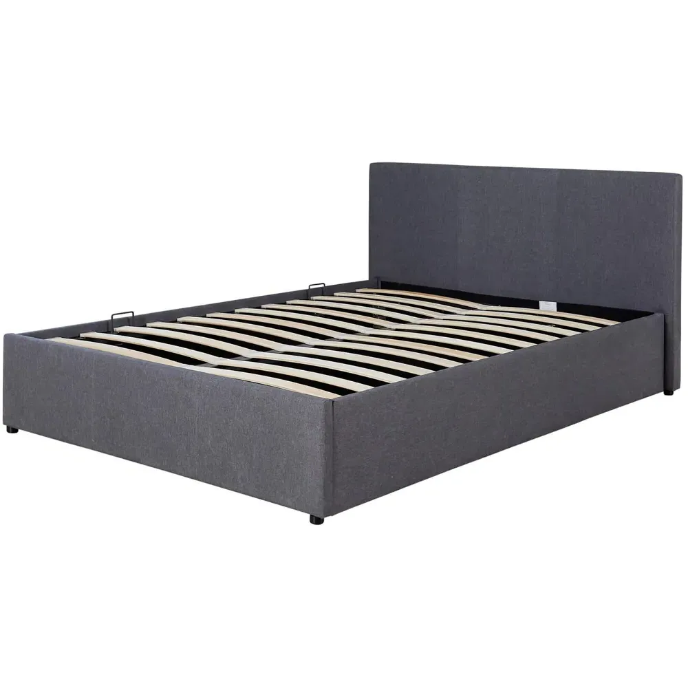 Horizon Double Hopsack Fabric Ottoman Bed - Grey