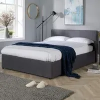 Horizon Double Hopsack Fabric Ottoman Bed - Grey