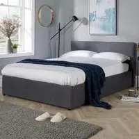 Horizon King Size Hopsack Fabric Ottoman Bed - Grey