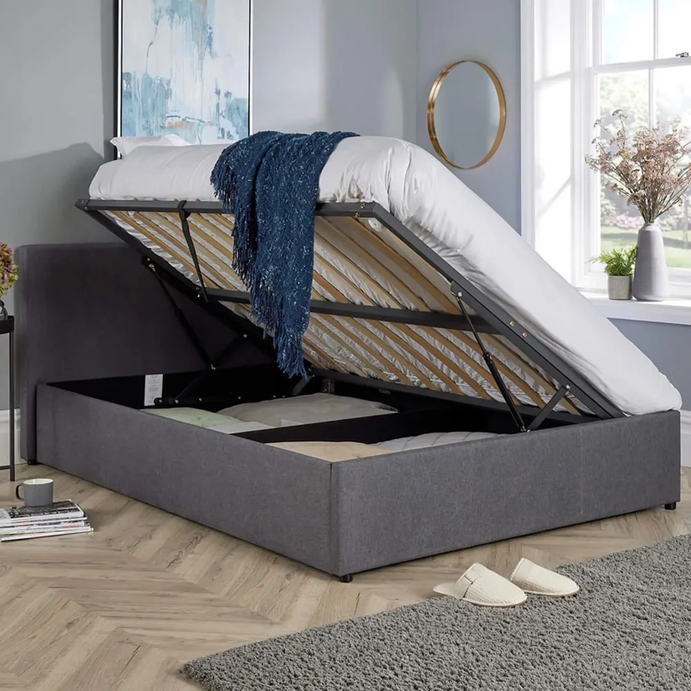 Horizon Small Double Side Lift Ottoman Bed - Grey