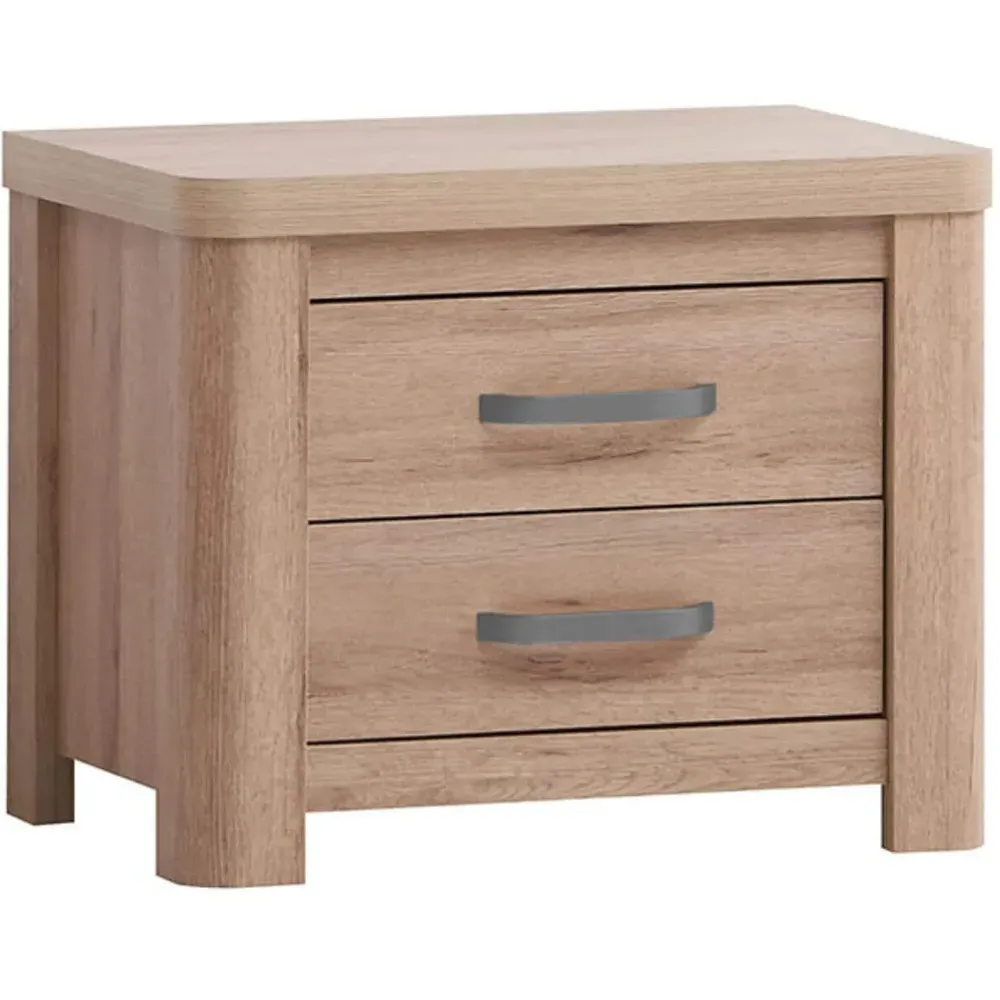 Huntingdon 2 Drawer Bedside Table - Brown, Oak Effect