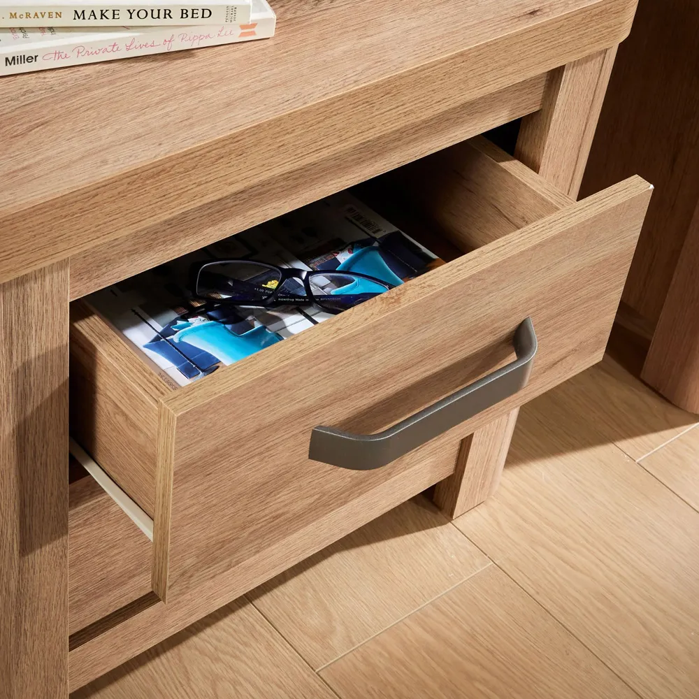Huntingdon 2 Drawer Bedside Table - Brown, Oak Effect
