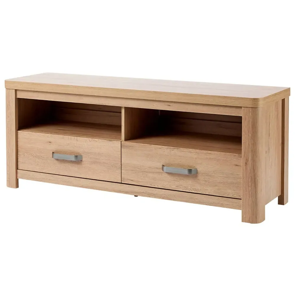 Huntingdon 2 Drawer TV Unit with Shelves - Oak Effect