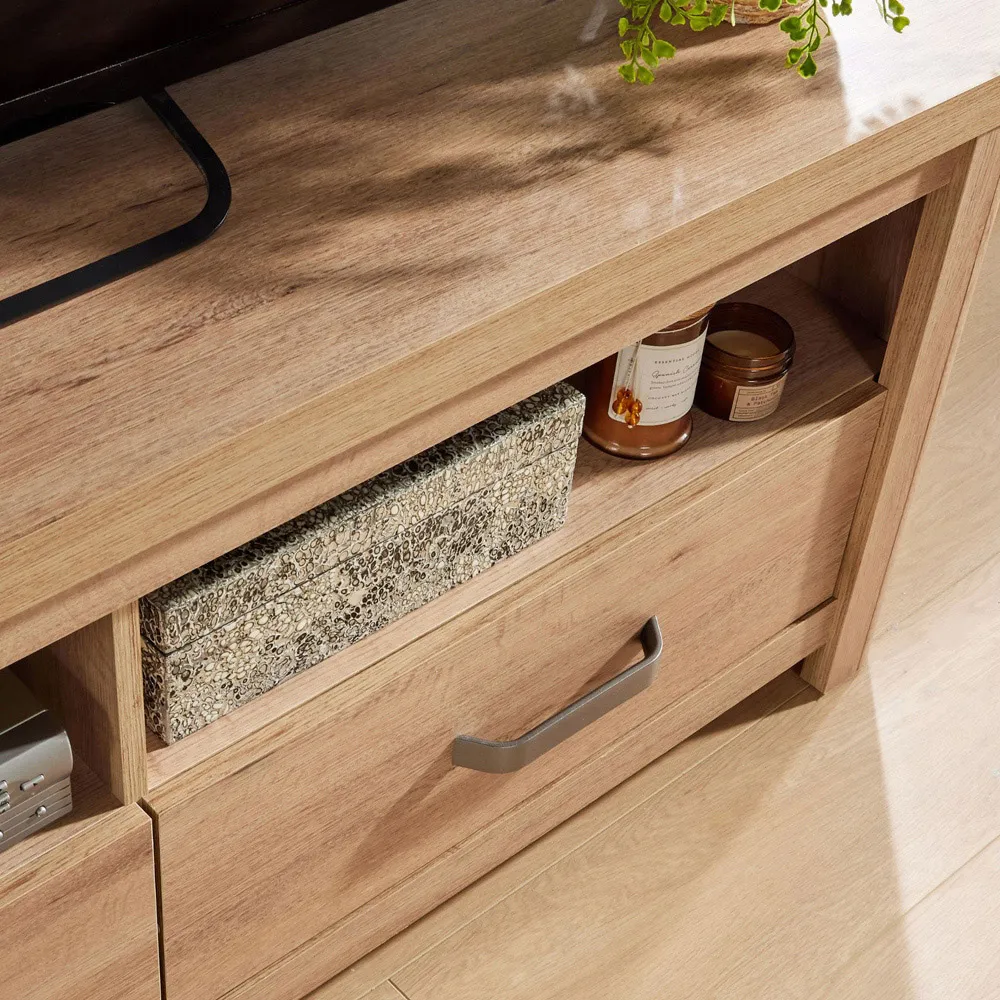 Huntingdon 2 Drawer TV Unit with Shelves - Oak Effect