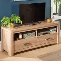 Huntingdon 2 Drawer TV Unit with Shelves - Oak Effect