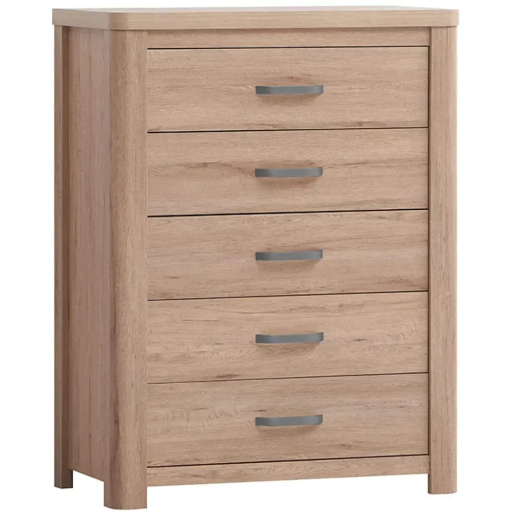 Huntingdon 5 Drawer Chest of Drawers - Brown, Wood